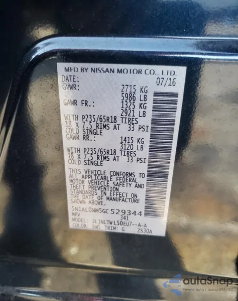 2016 Infiniti Qx60 из США, поврежденный, VIN 5N1AL0MM5GC529344